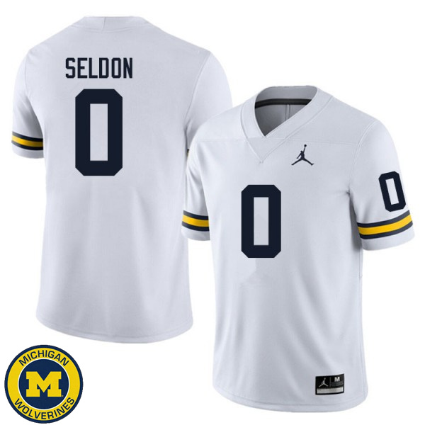 Men University of Michigan #0 Andre Seldon White Player Jersey